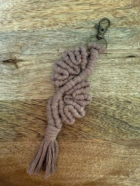 Macrame Keychain Handmade Boho, Bag Charm, Mink